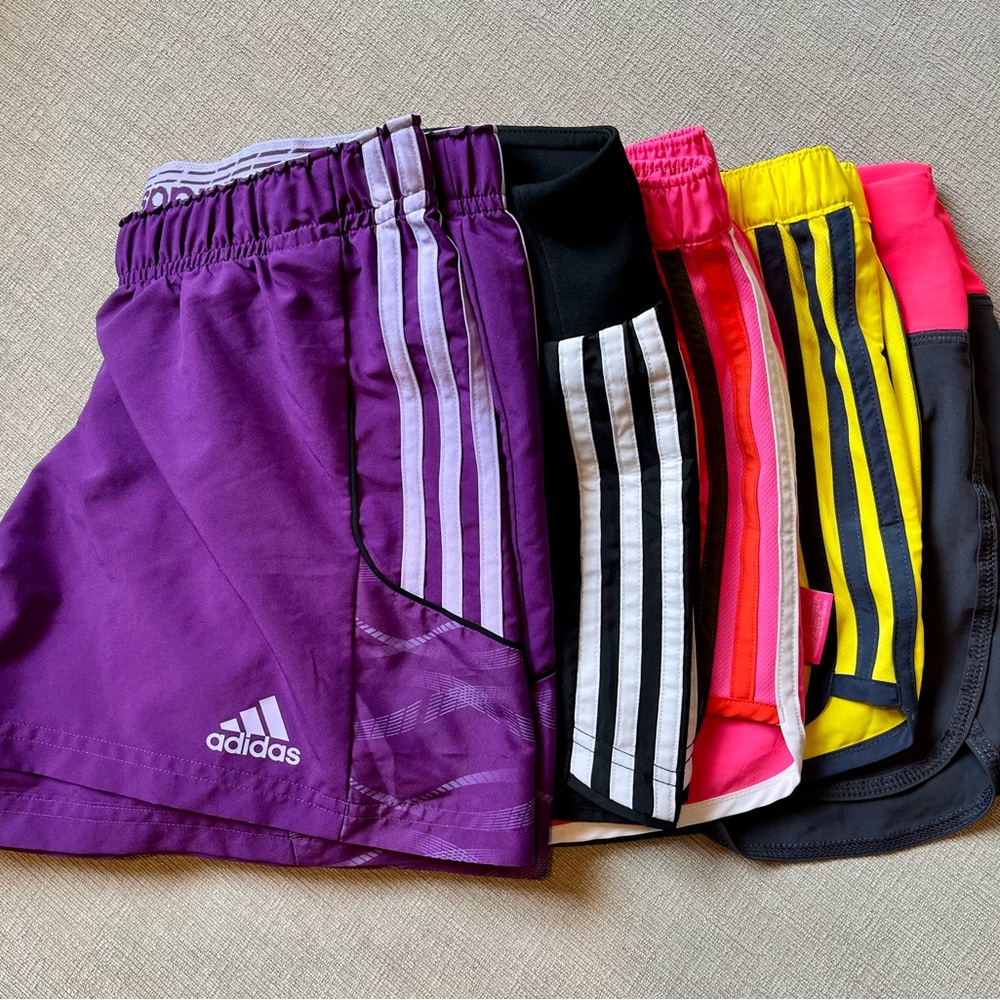 4 Adidas Performance Shorts + 1 Ideology Performance short. All size M